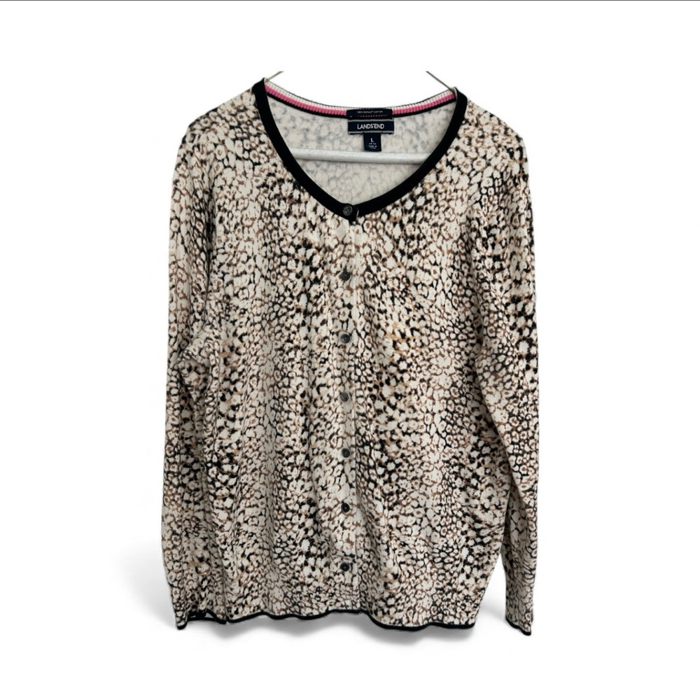 Lands End Animal Print Cardigan